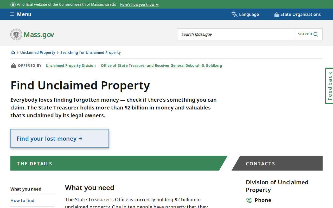 Framingham resident lookup and the Massachusetts unclaimed property claim route